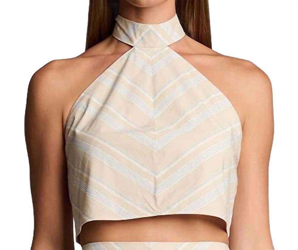 NEW HEVRON quinn halter top in beige stripe